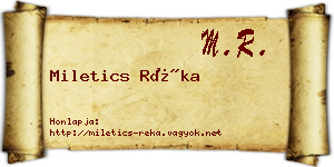 Miletics Réka névjegykártya